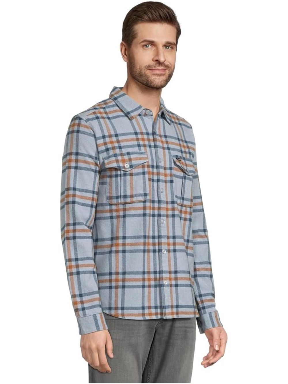 RVCA Hughes Blue Plaid Button-Up flannel Shirt NEW!